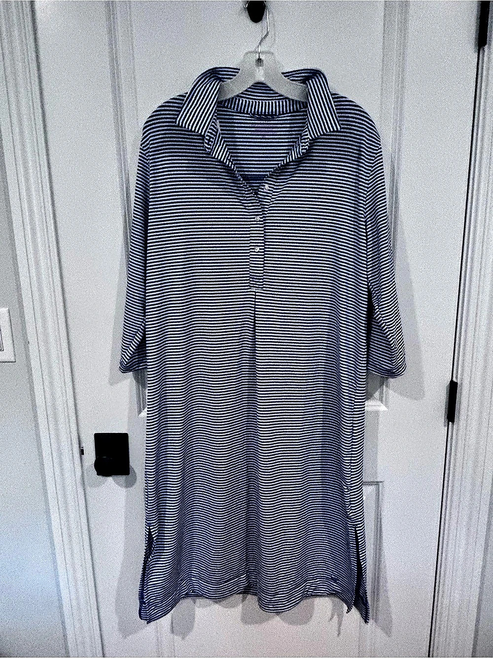 vineyard vines Martha's Vineyard Midi Polo Shirt Dress Blue & White XL